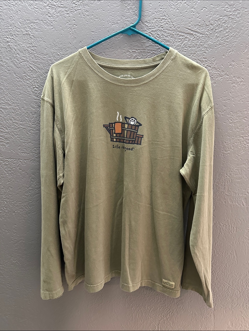 Life Is Good Olive Graphic Long Sleeve Tee